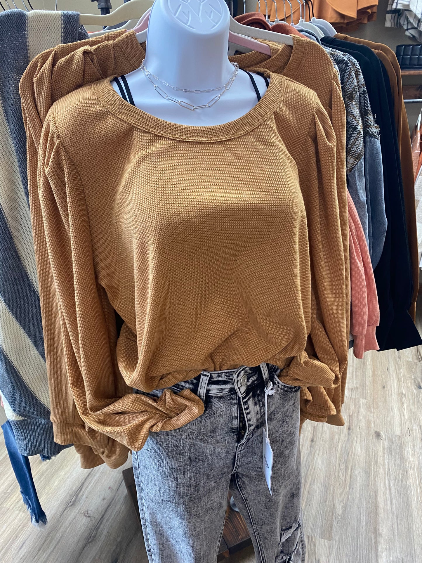 Puff Sleeve Crew Neck Top