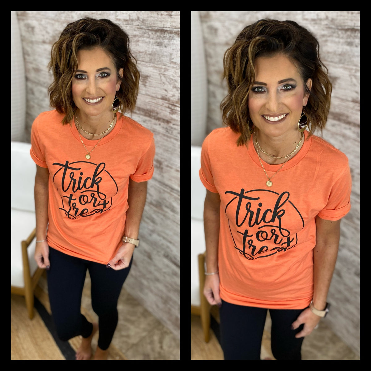 Trick or Treat Heather Orange Tee Kenny Rose Boutique