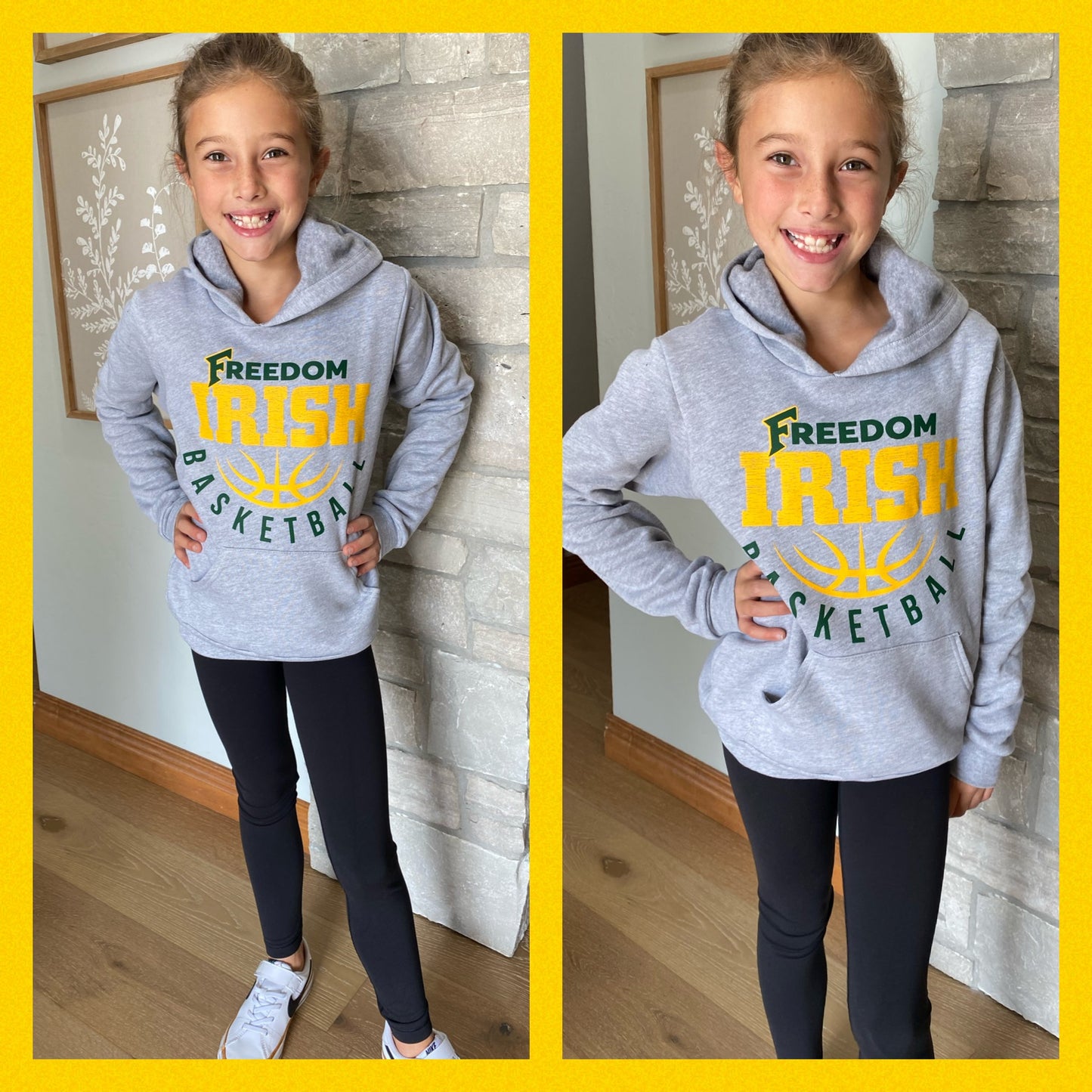 Freedom Irish Basketball Bella Grey Hoodie ~ Adult and Youth