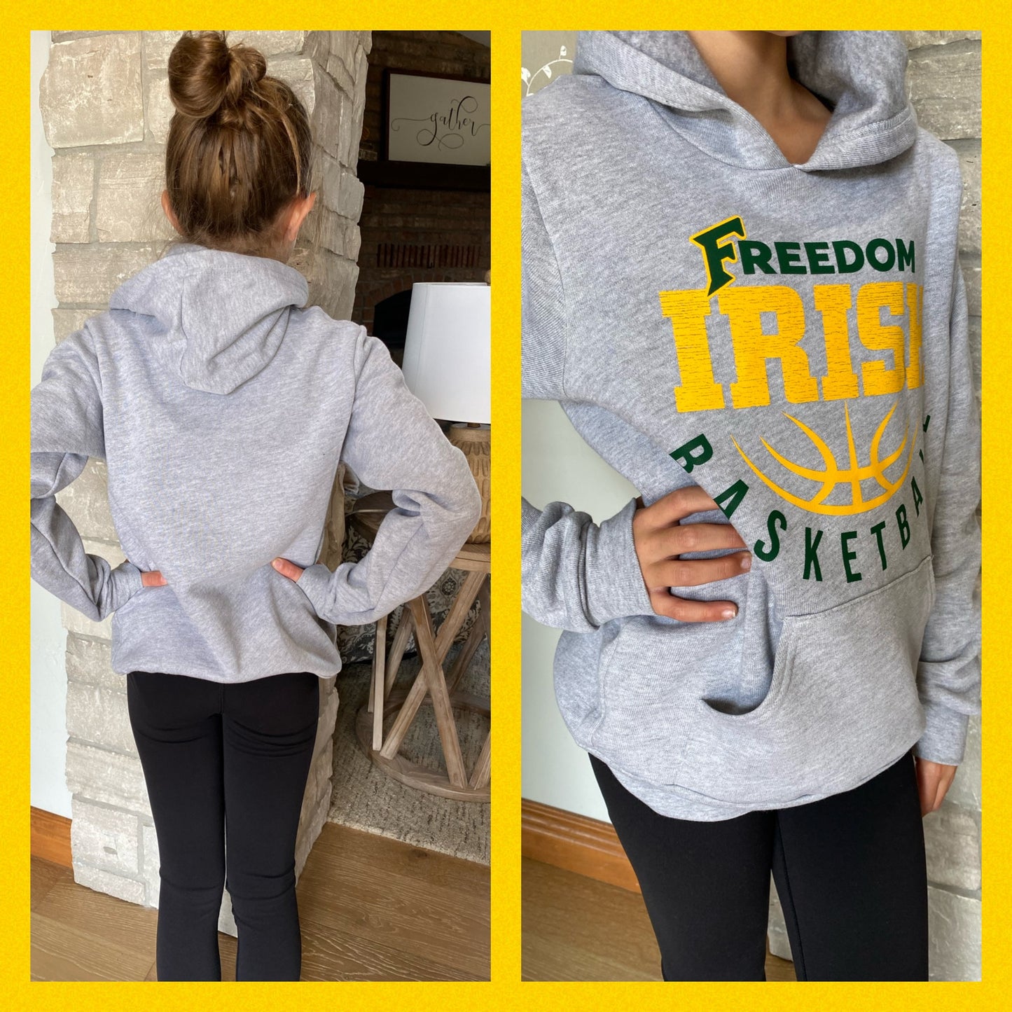 Freedom Irish Basketball Bella Grey Hoodie ~ Adult and Youth