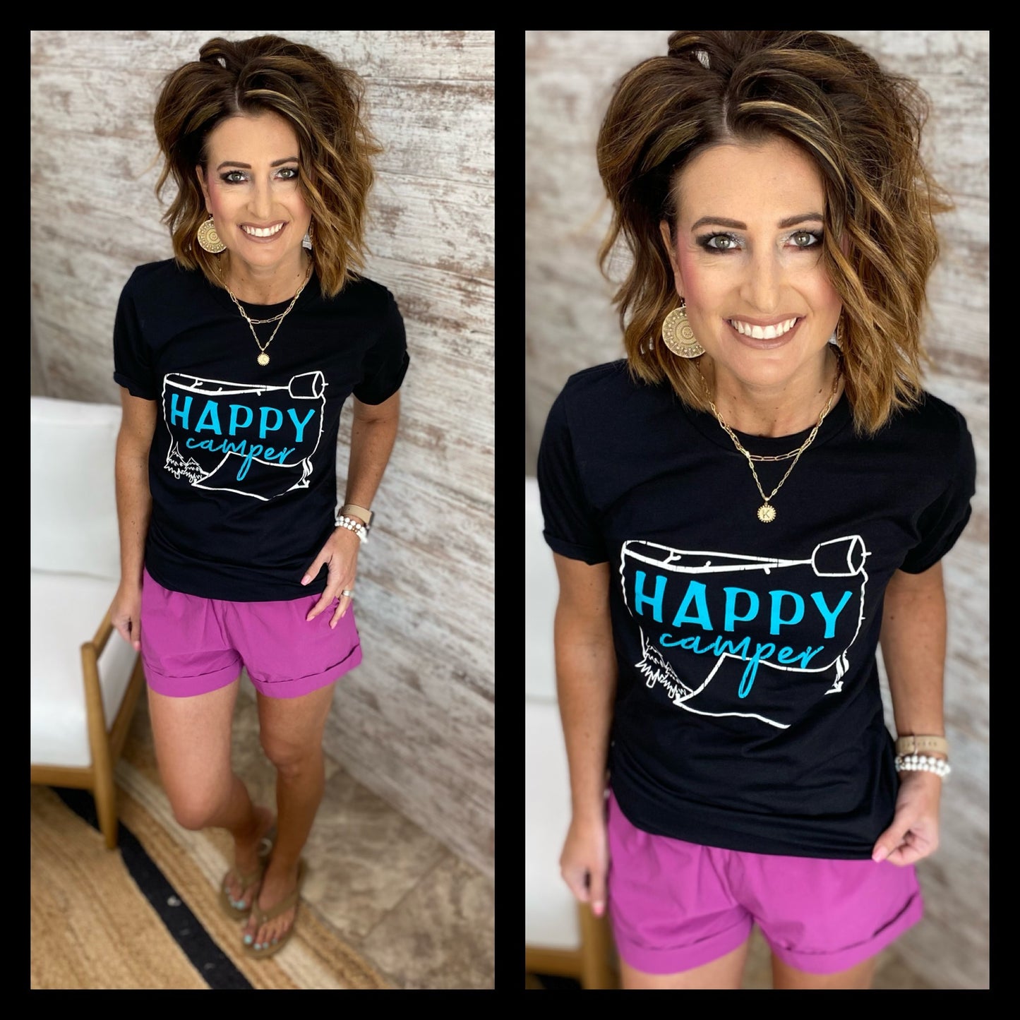 Black Happy Camper Tee