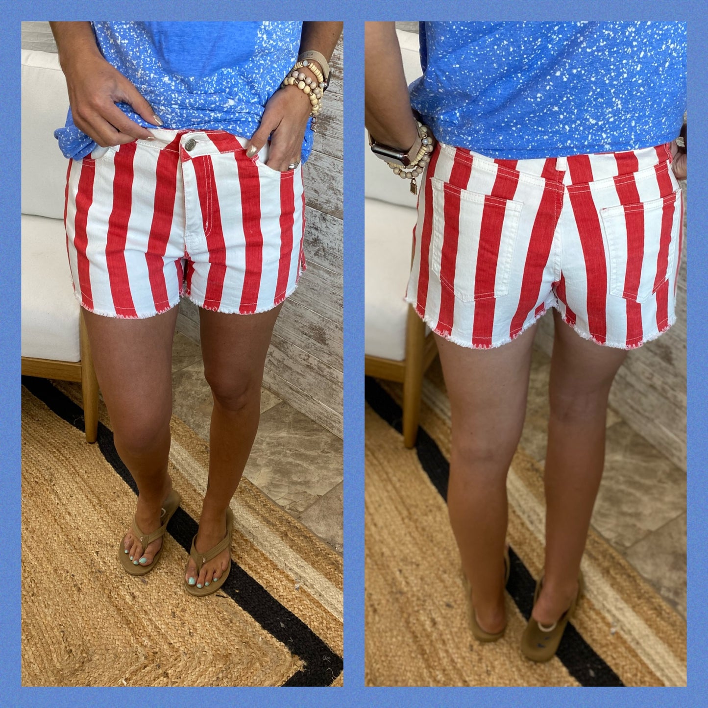 STRIPED DISTRESSED SHORTS