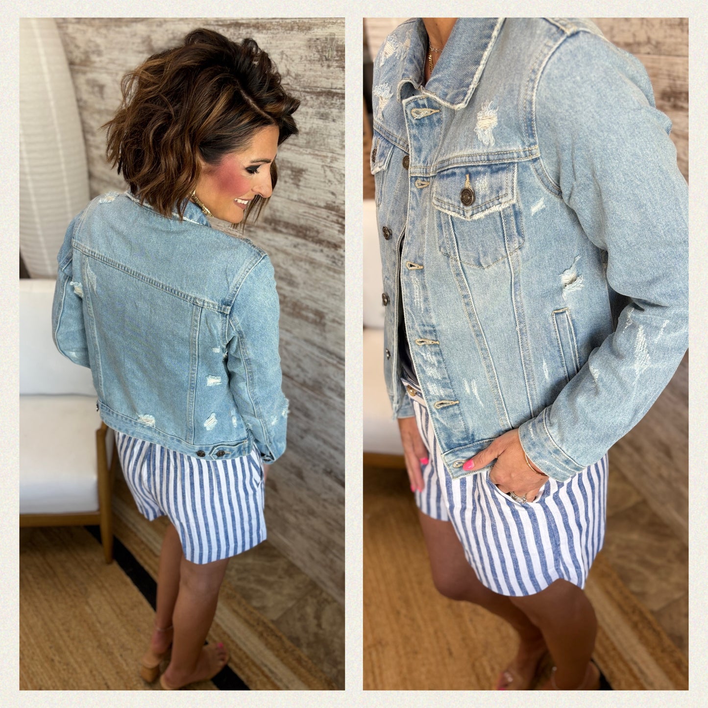 Kancan Stone Wash Denim Jacket
