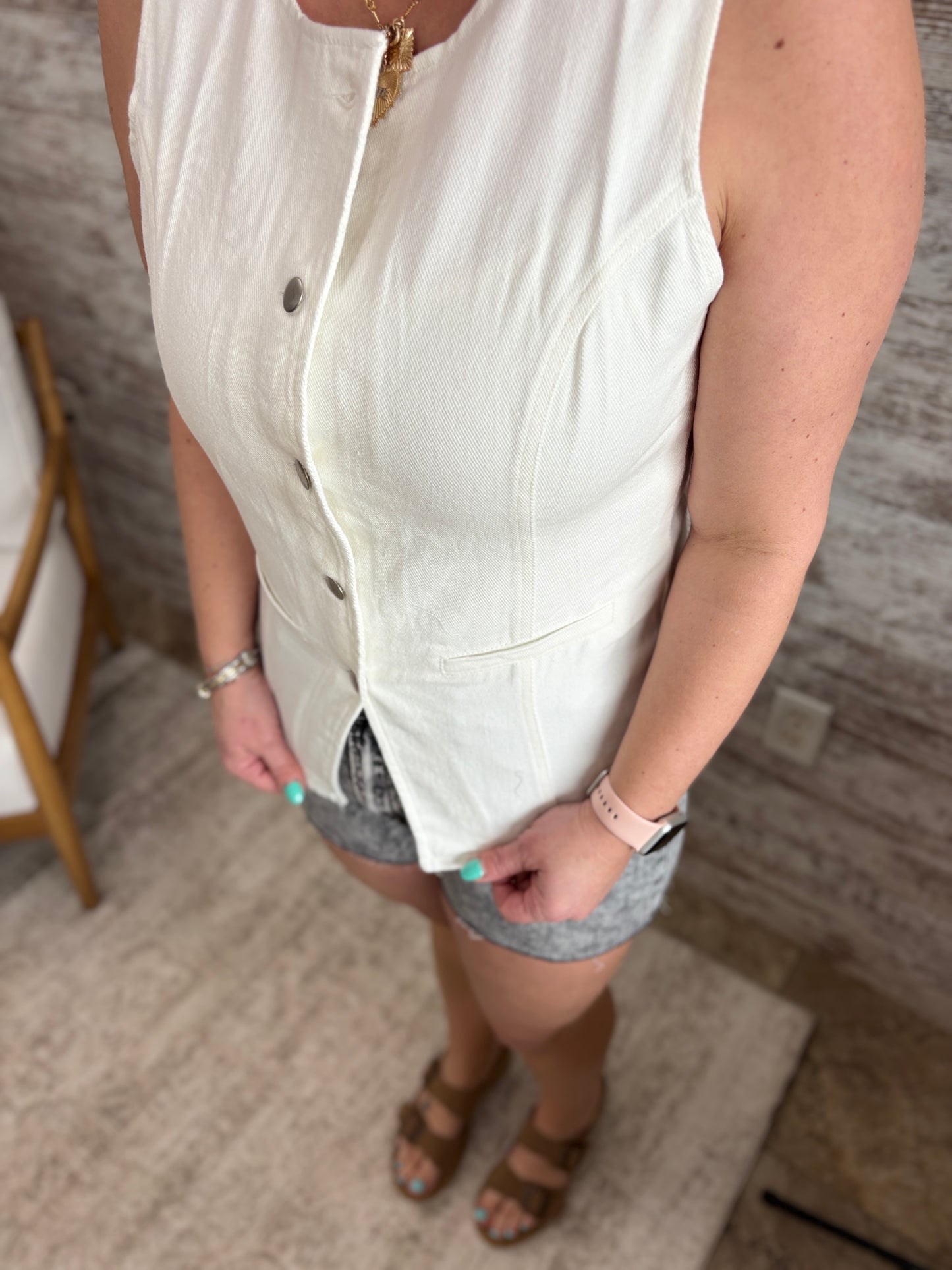 White Denim Vest