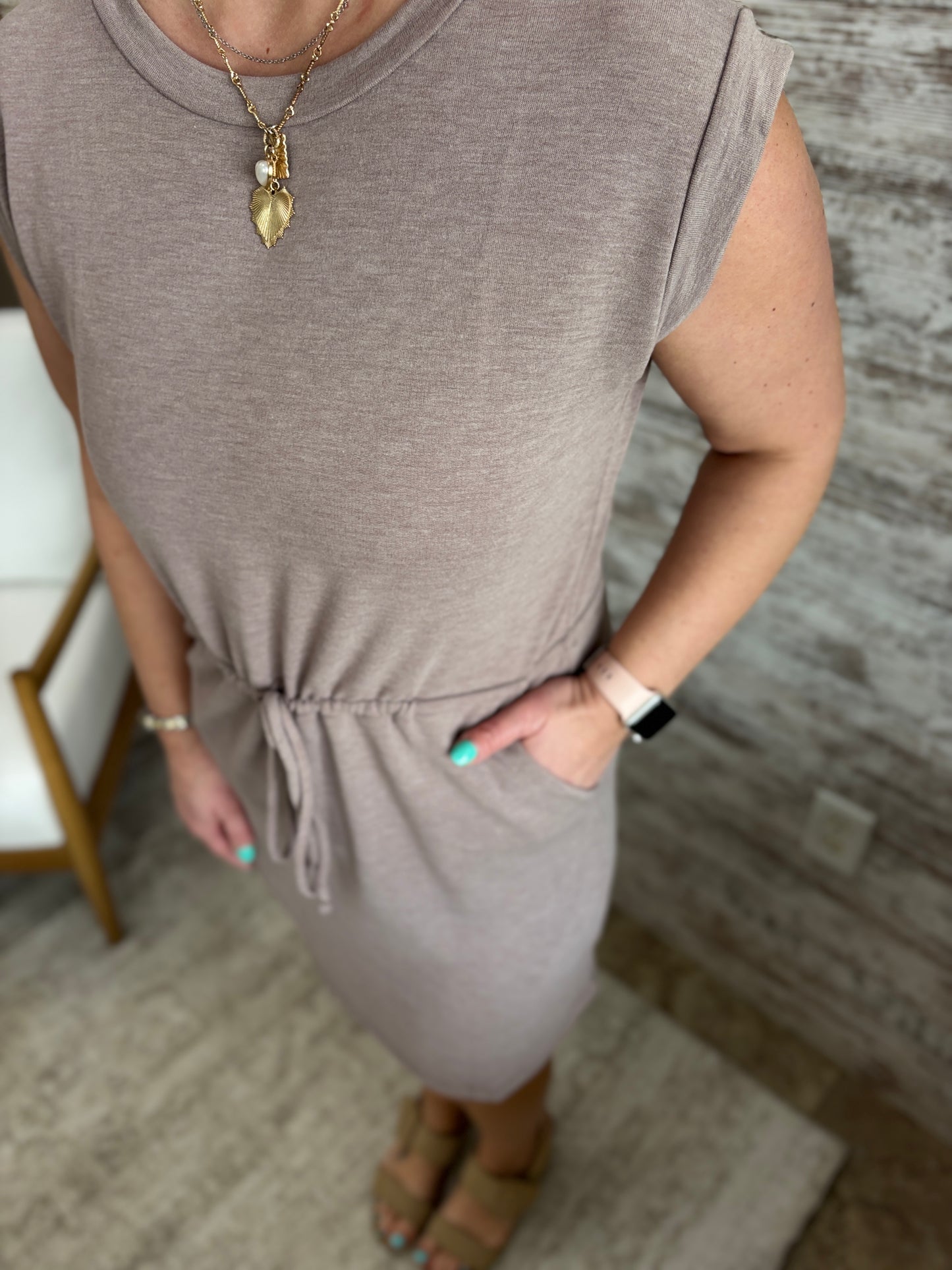 Mocha Short Sleeve Terry Dress
