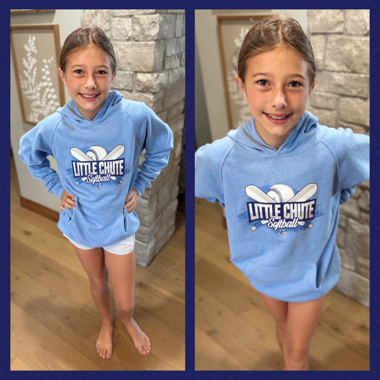 Little Chute Softball YOUTH Light Blue Independant Trading Hoodie