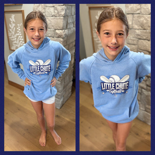 Little Chute Softball YOUTH Light Blue Independant Trading Hoodie