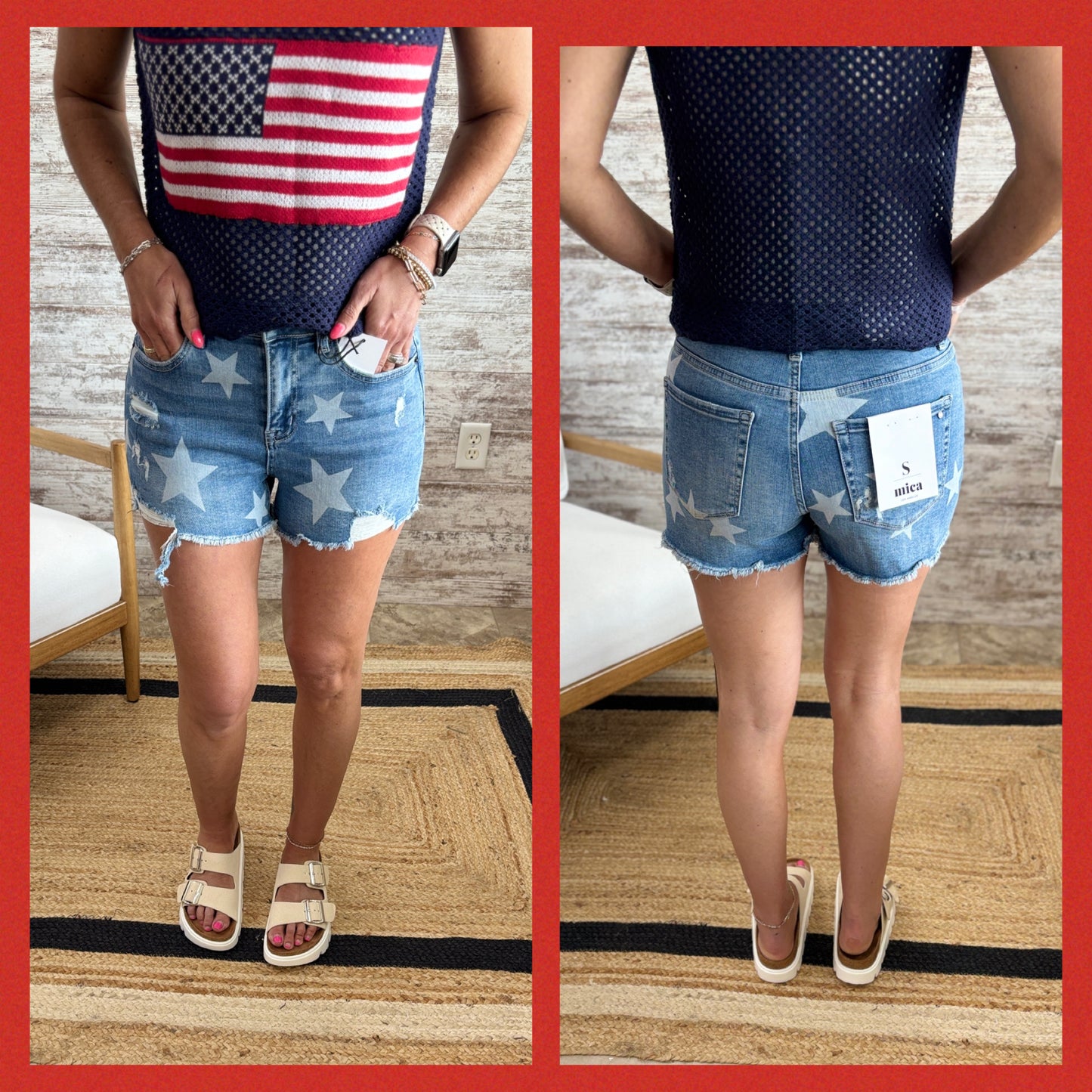 Mica High Rise Star Cut Off Shorts MDP-H3353