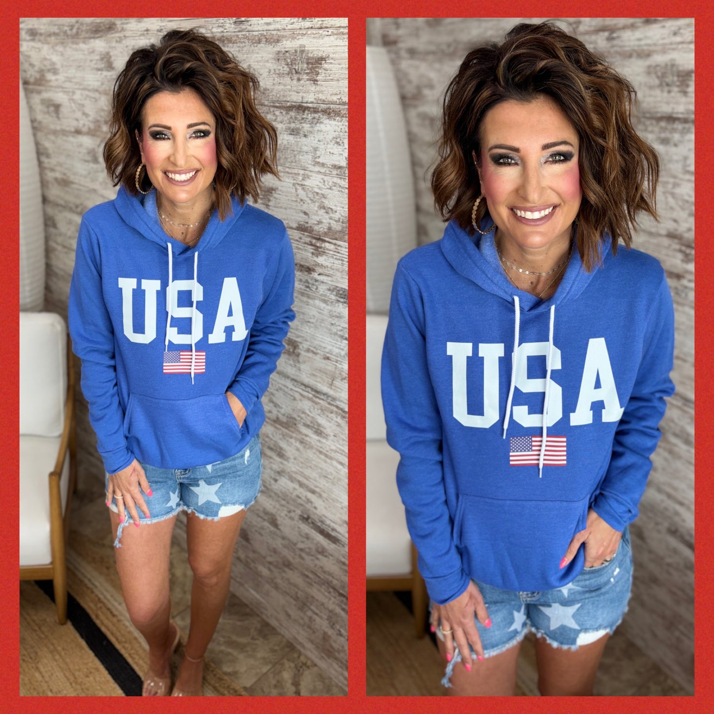 USA Printed Bella Heather Royal Hoodie