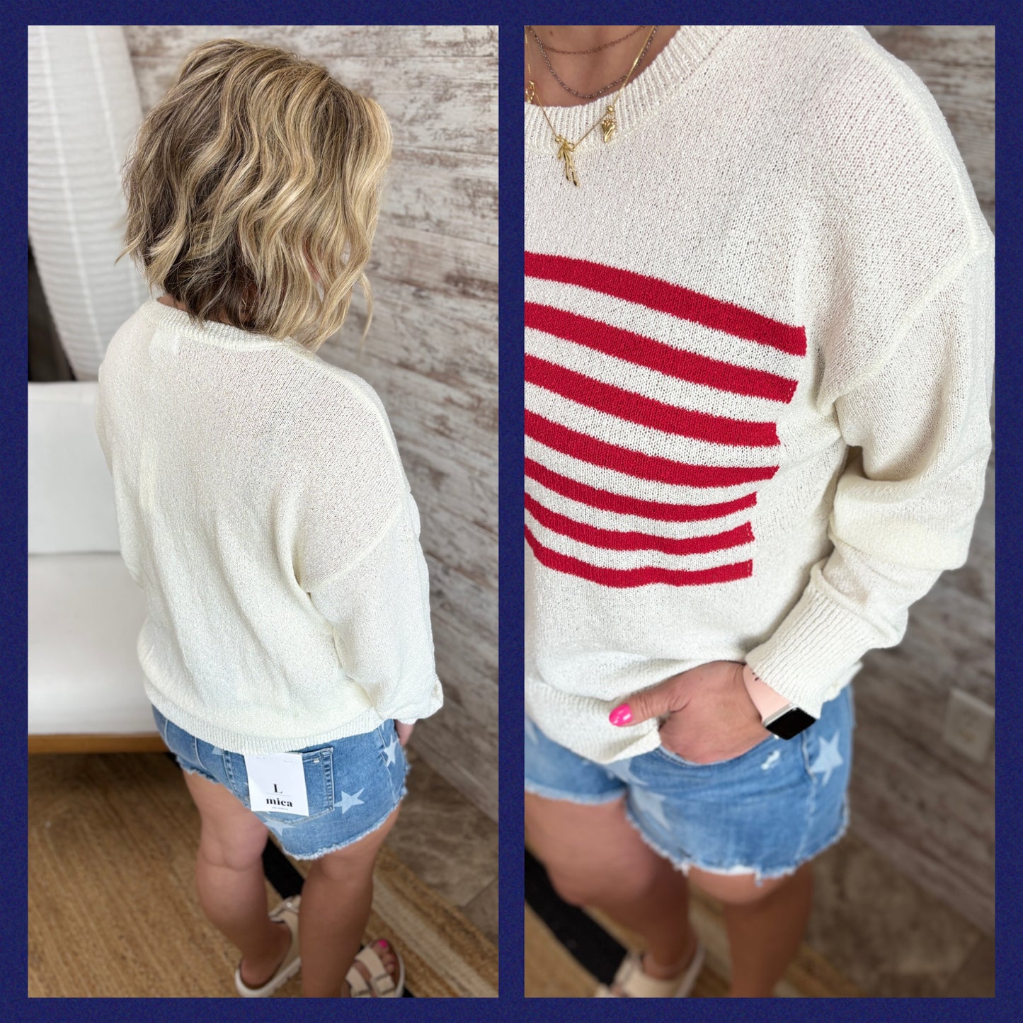 Ivory American Flag Sweater