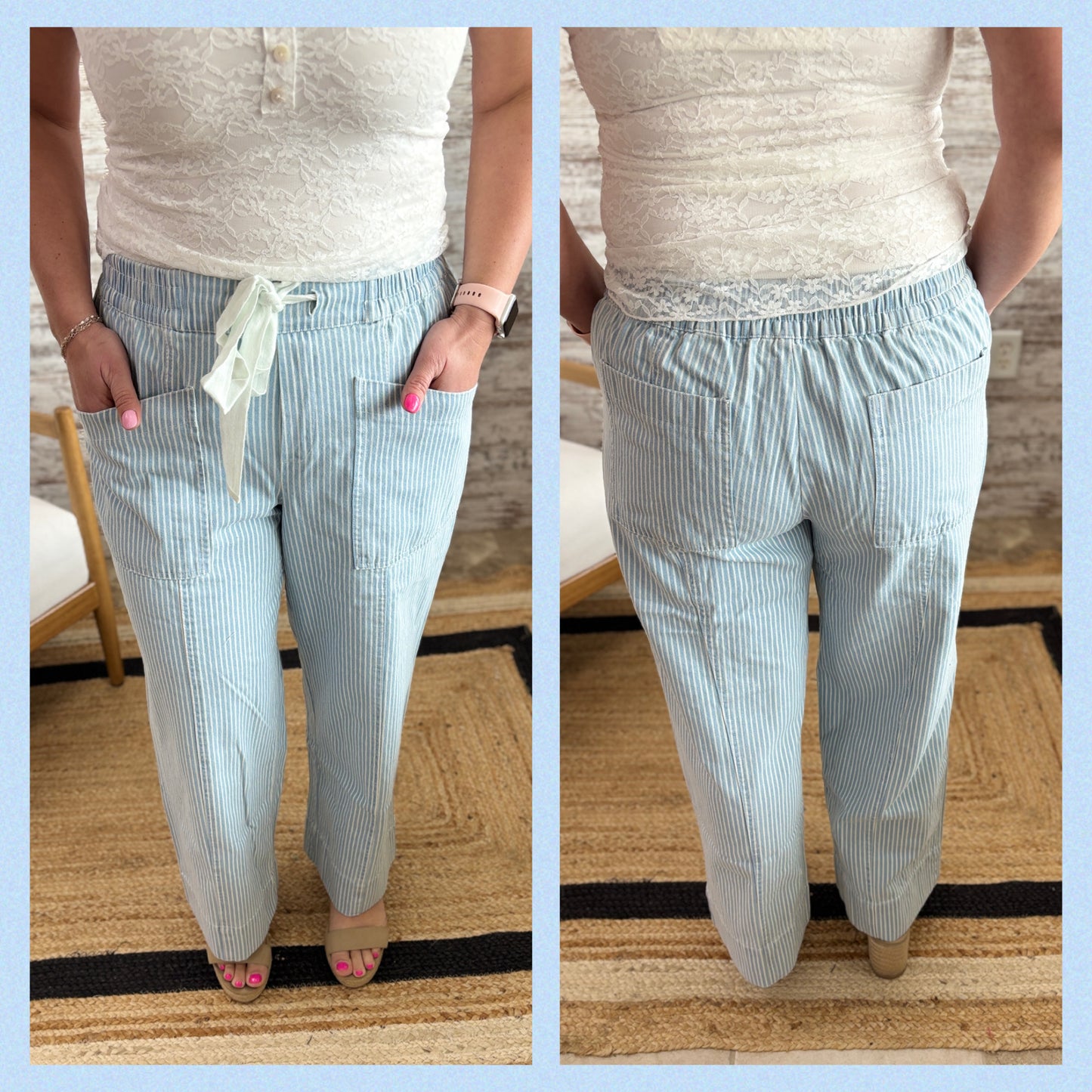 Striped Wide Leg Cropped Pant