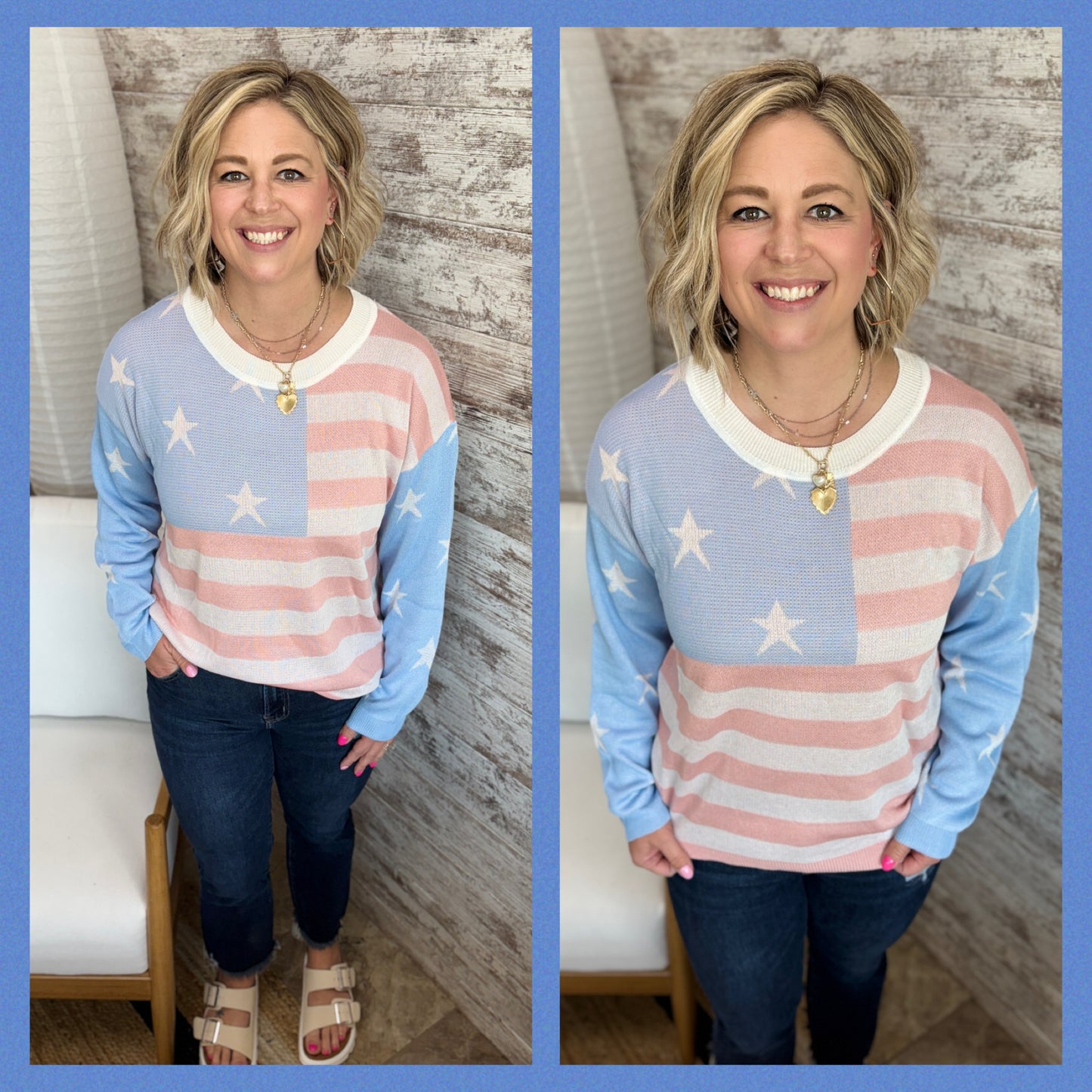 Color Block USA Knit Sweater