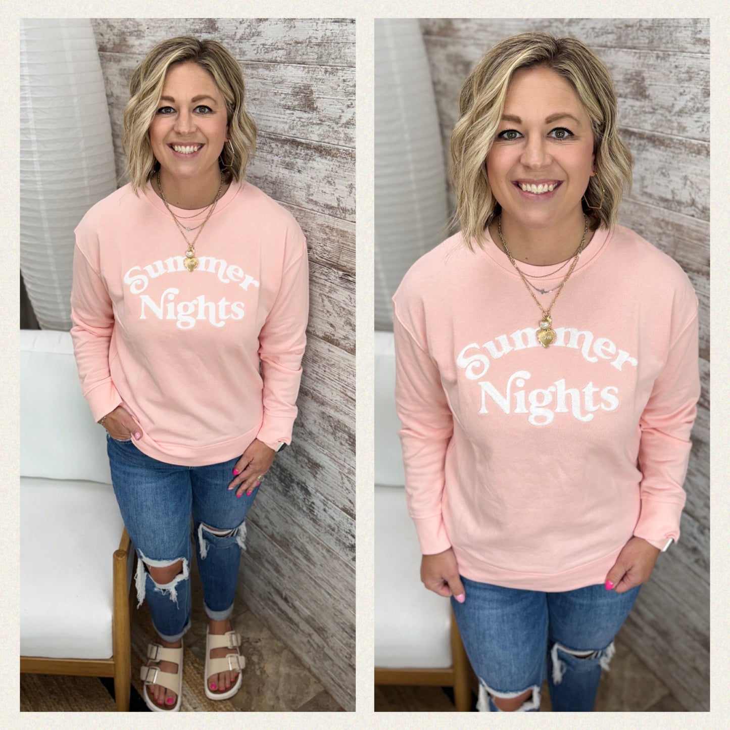 Summer Nights Pink Pullover Crew **Restocking June 4th**