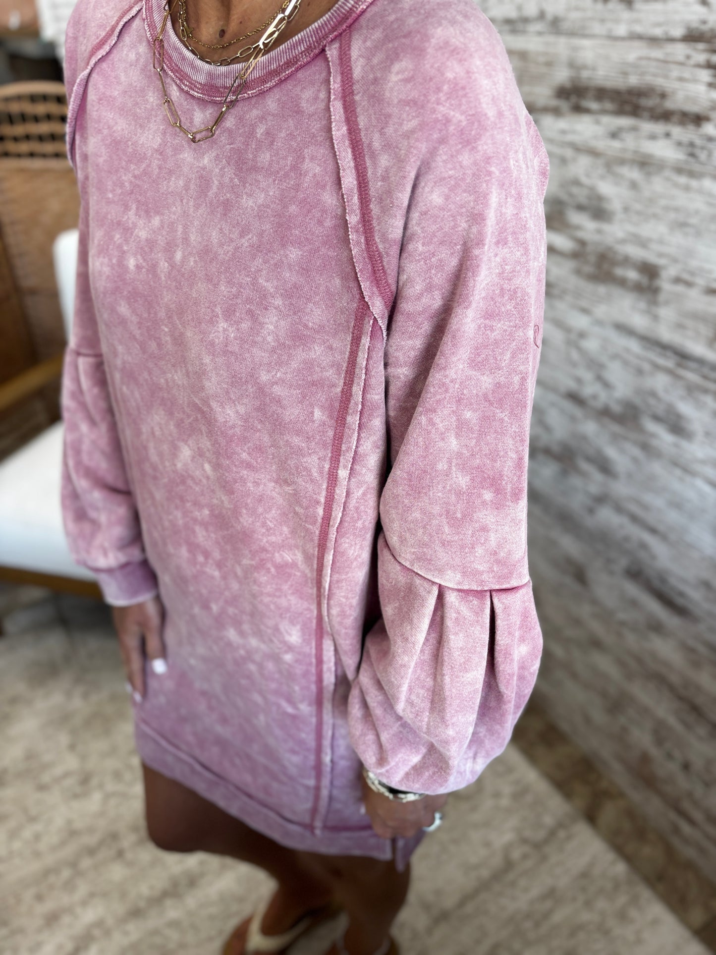 Rose Mineral Washed Mini Dress