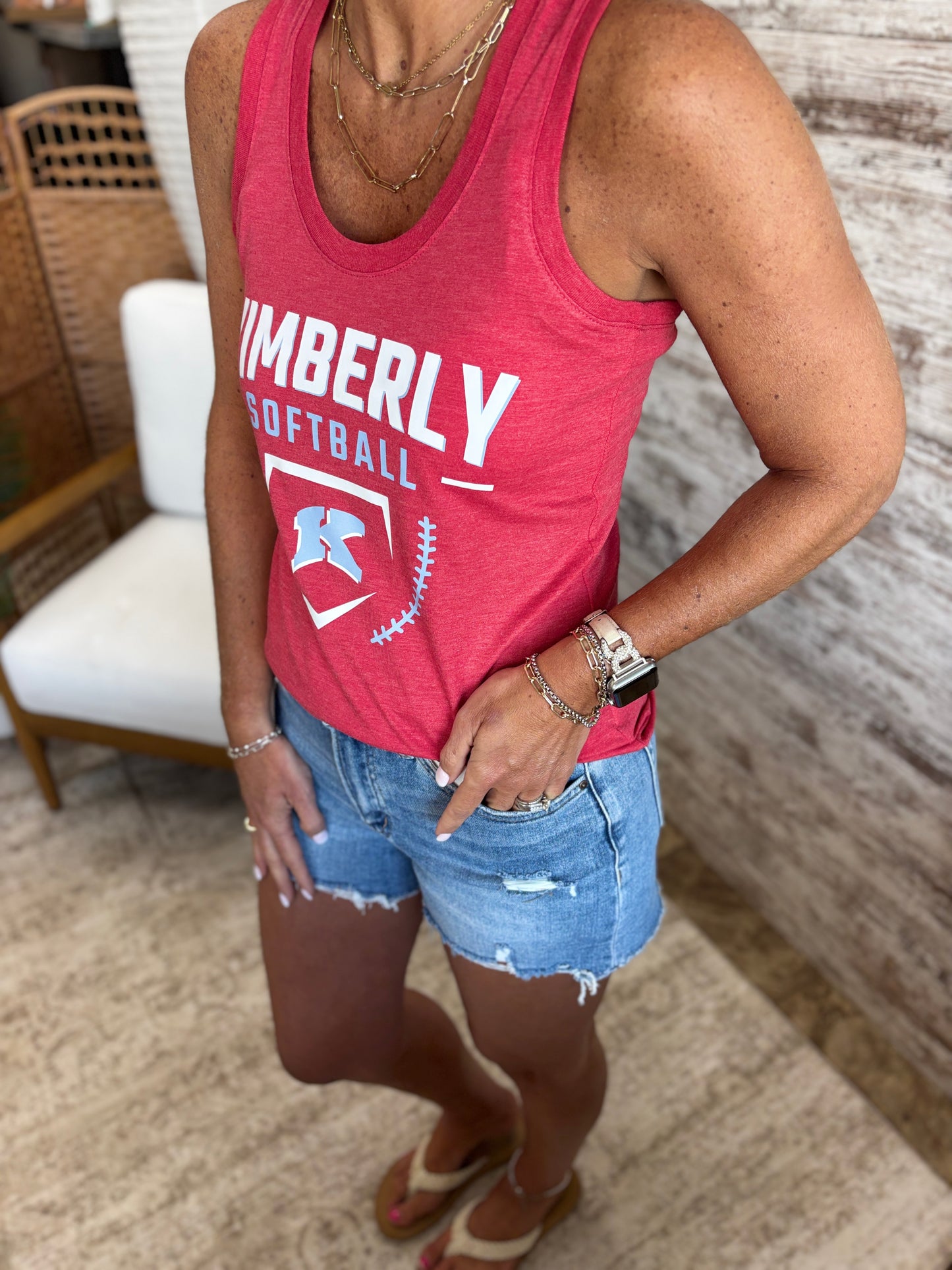 Kimberly Softball Red District Ladies Tank~