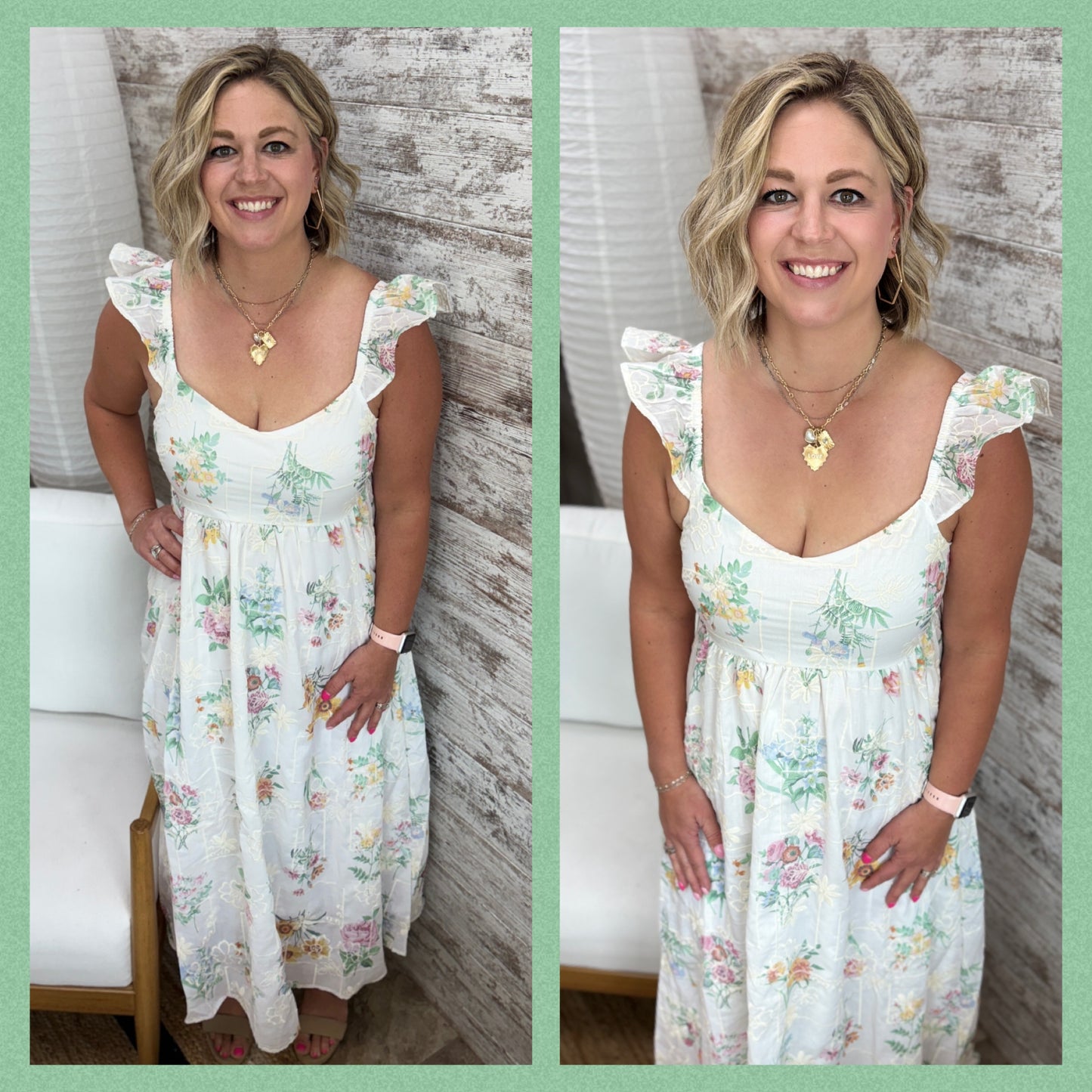 Floral Ruffle Sleeve Midi Dress