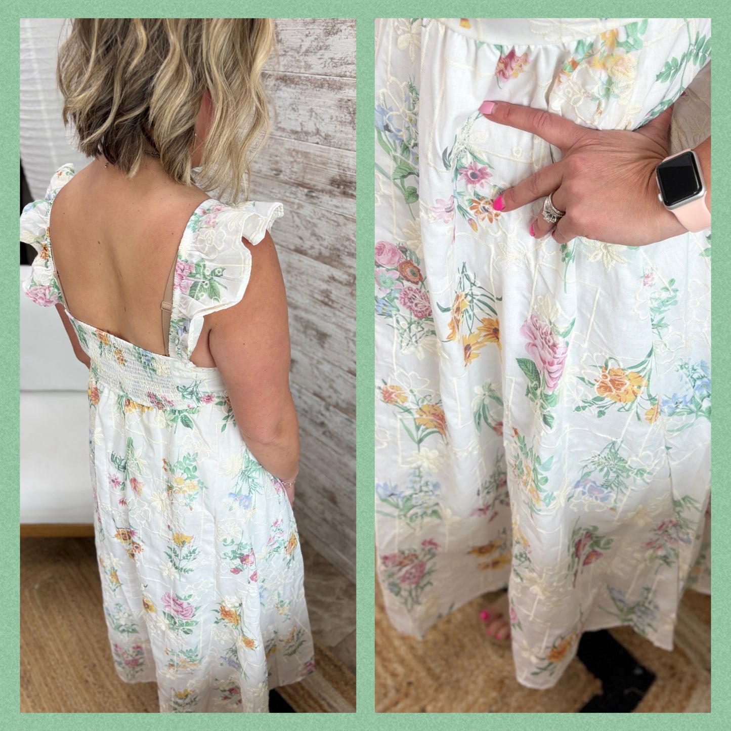 Floral Ruffle Sleeve Midi Dress