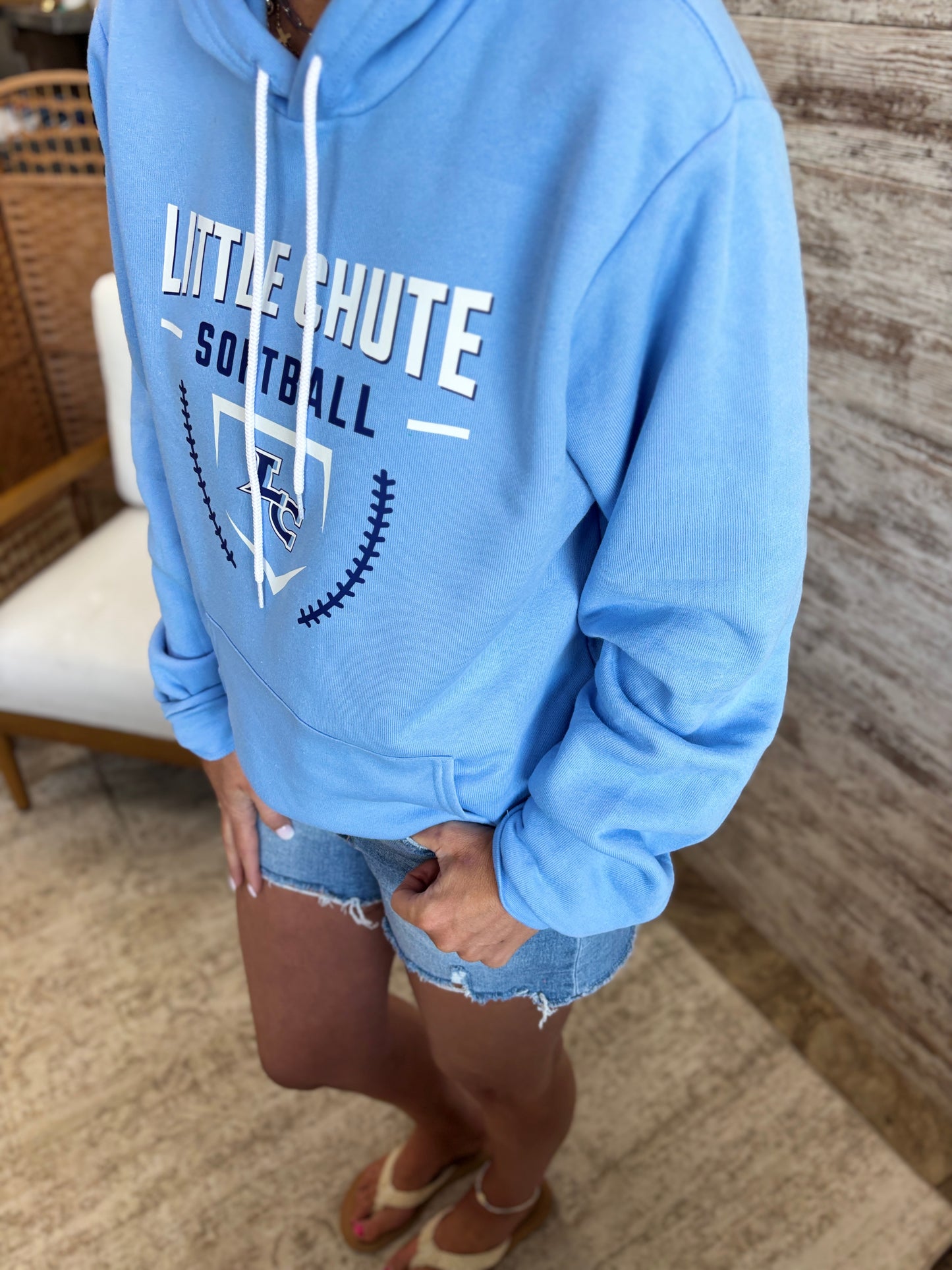 Little Chute Softball Bella Canvas Sponge Carolina Blue Hoodie