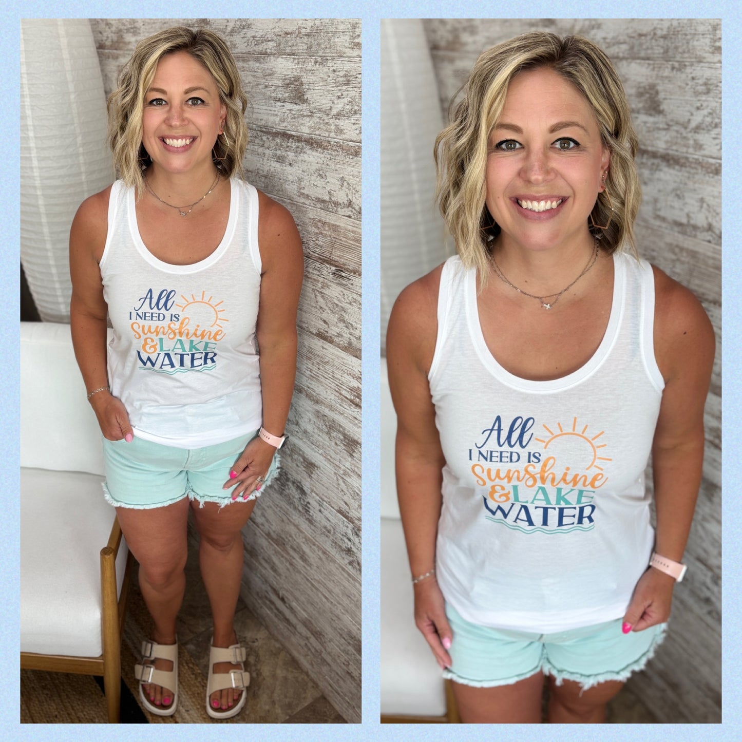 All I Need Is Sunshine White District Racer Tank