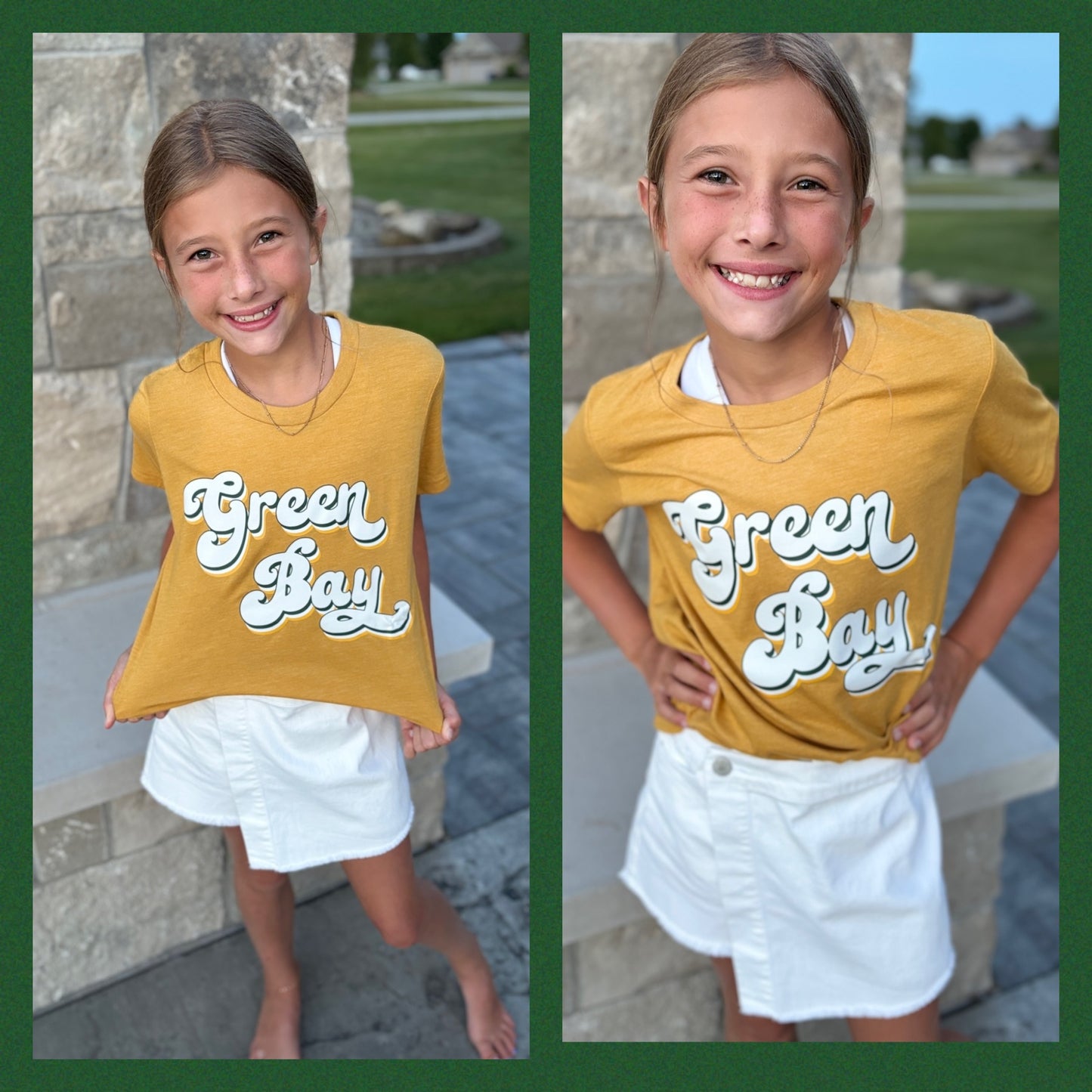 Green Bay 90's Heather Mustard Youth Tee