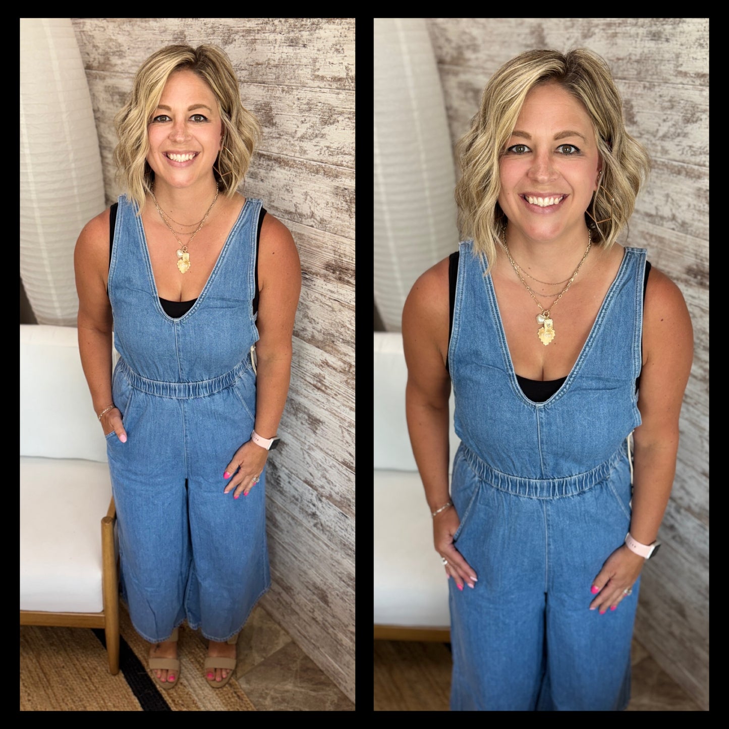 Kancan Wide Leg Cropped Jumpsuit KC9358M