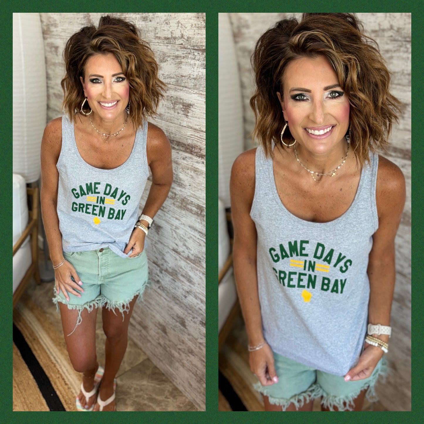 Game Days in Green Bay Port & Company Grey Ladies Tank