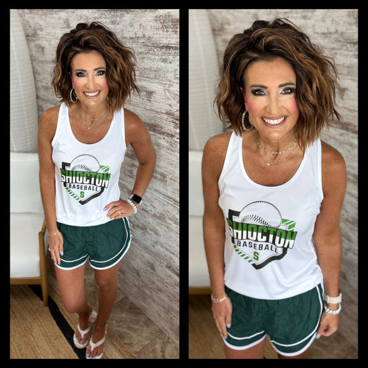 Shiocton Baseball Port & Company White Ladies Performance Tank