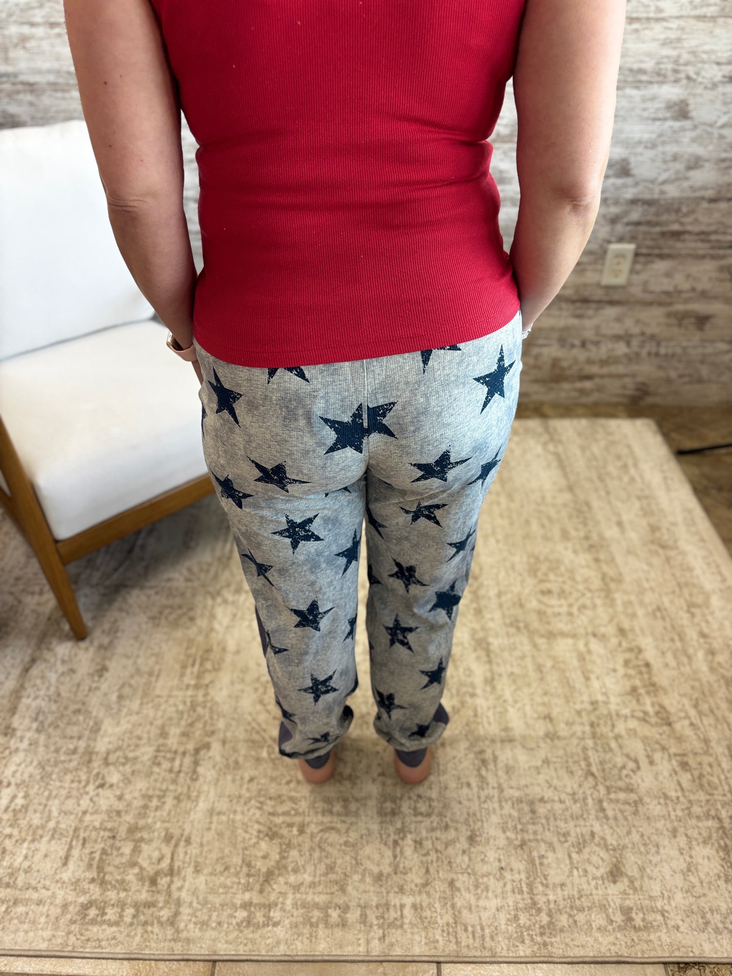 Grey and Navy Star Pattern Joggers