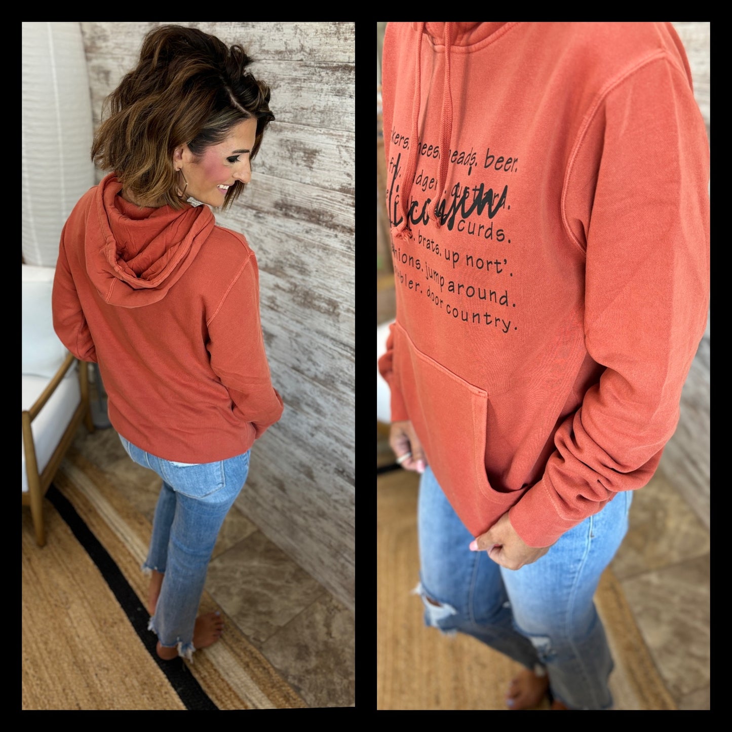Wisconsin Highlights Pigment Dyed Amber Hoodie