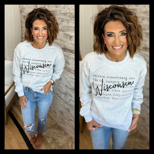 MYSTERY Wisconsin Design Bella Canvas Crewneck $24.99 _Large, XL, 2XL only