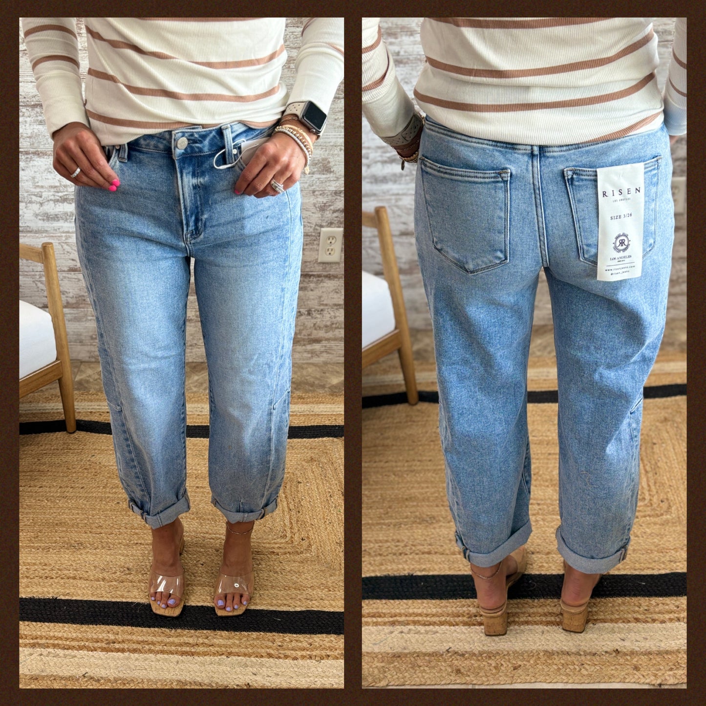 Risen High Rise Barrel Jeans RDP5933