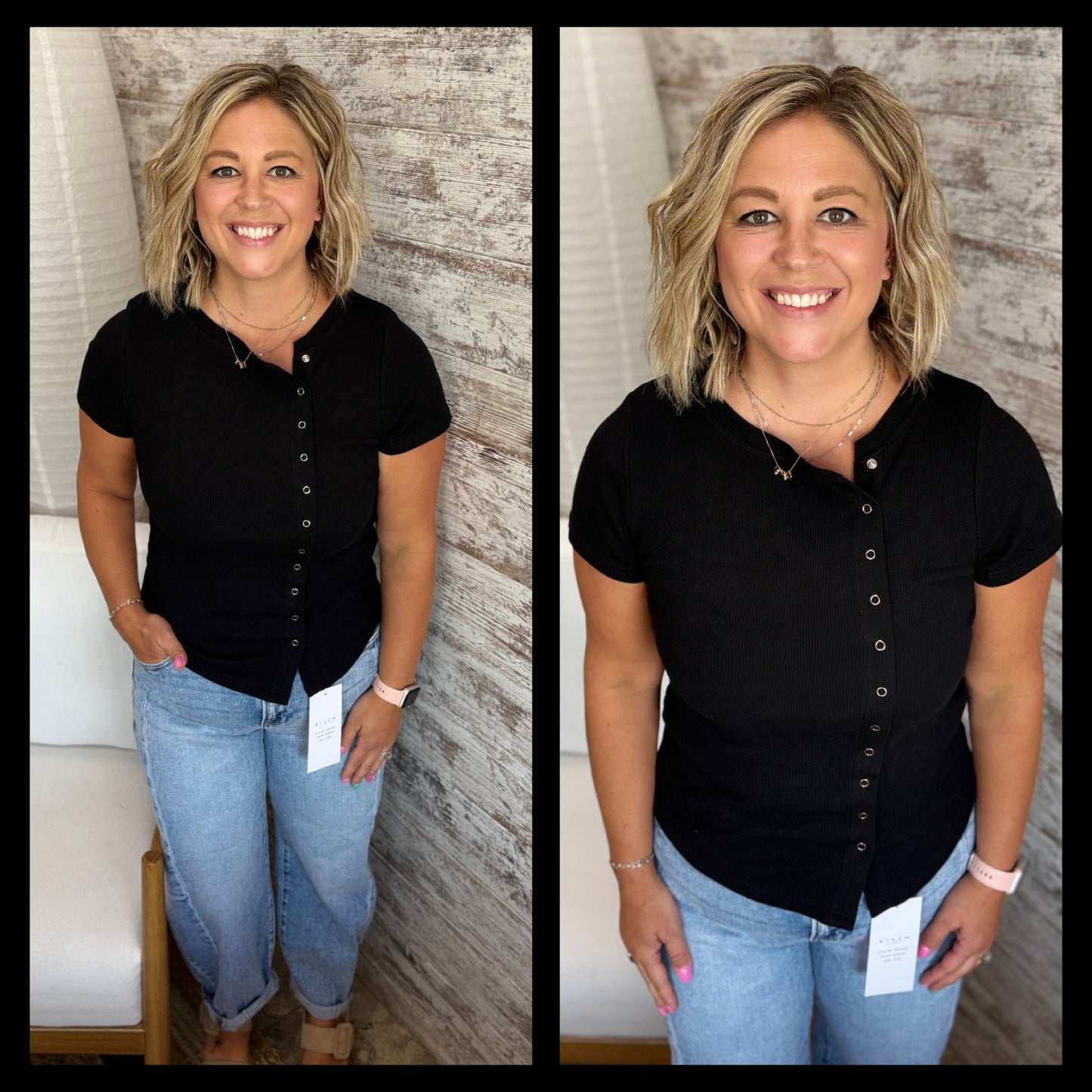 Asymmetrical Button Down Knit Top ~ 2 Colors