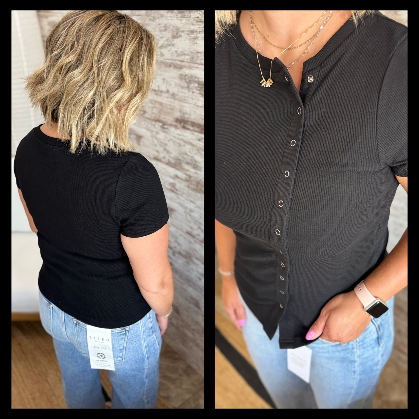 Asymmetrical Button Down Knit Top ~ 2 Colors