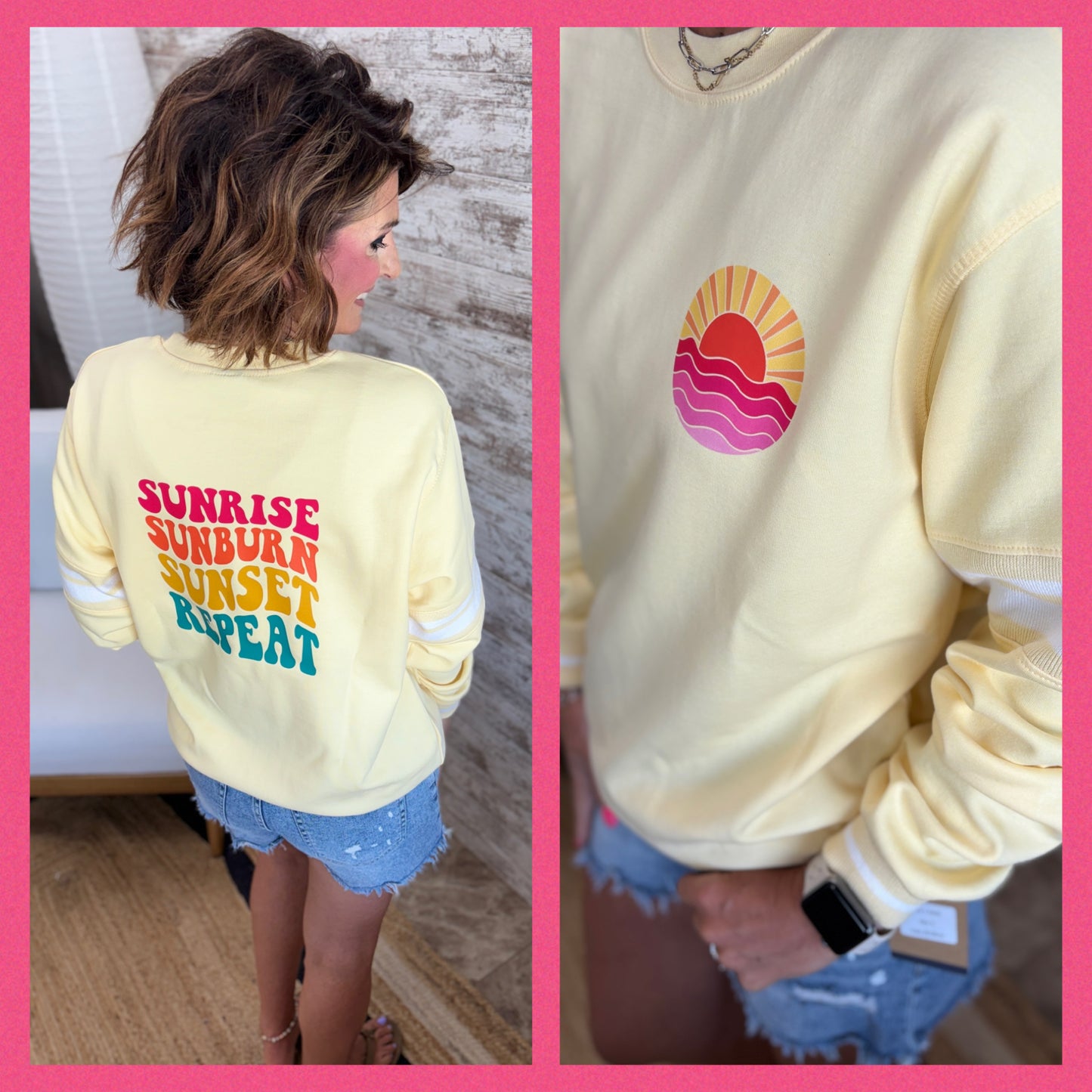 Sunrise Sunburn Repeat MV Sport Striped Crew