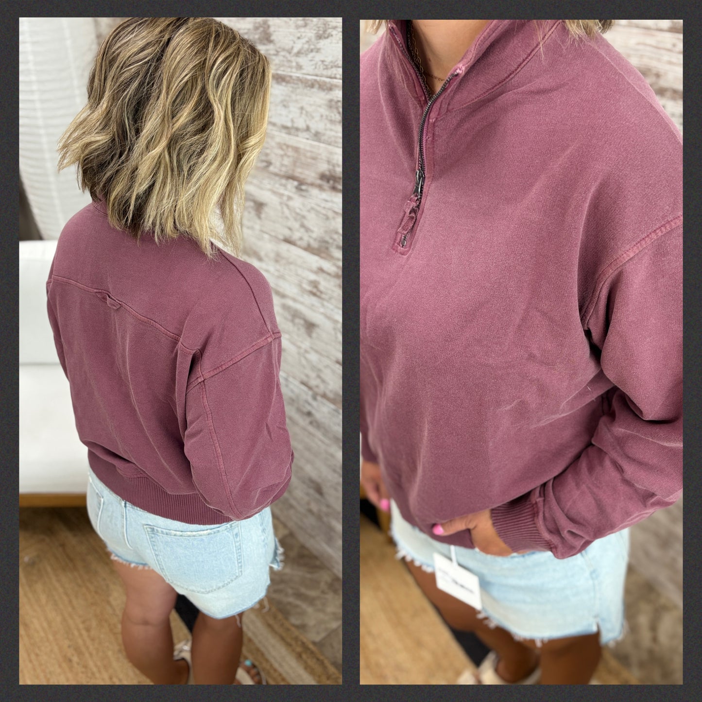Pigment Dye Half Zip Pullover ~ 5 Colors
