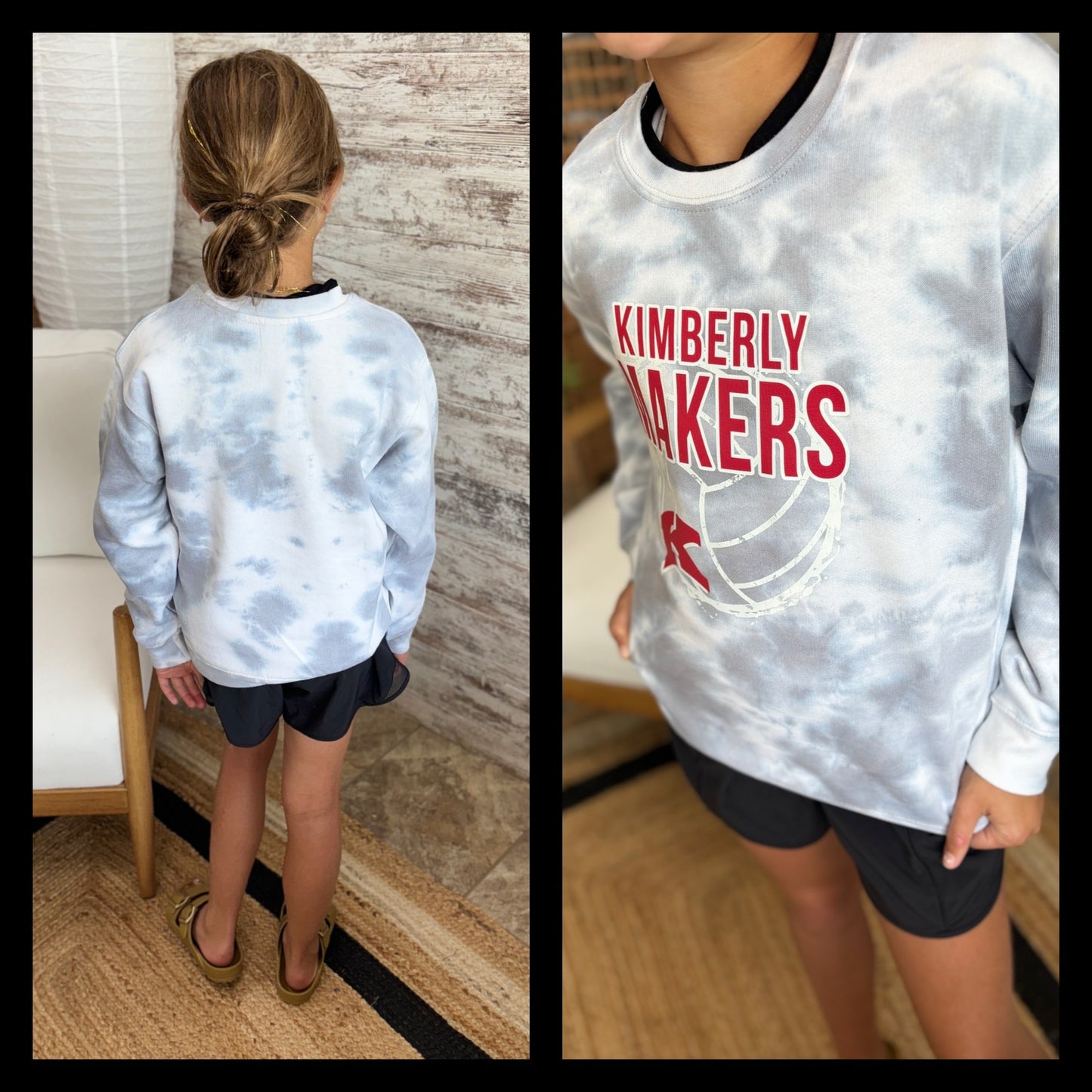 Kimberly Volleyball Youth Grey Tie Dye Crewneck