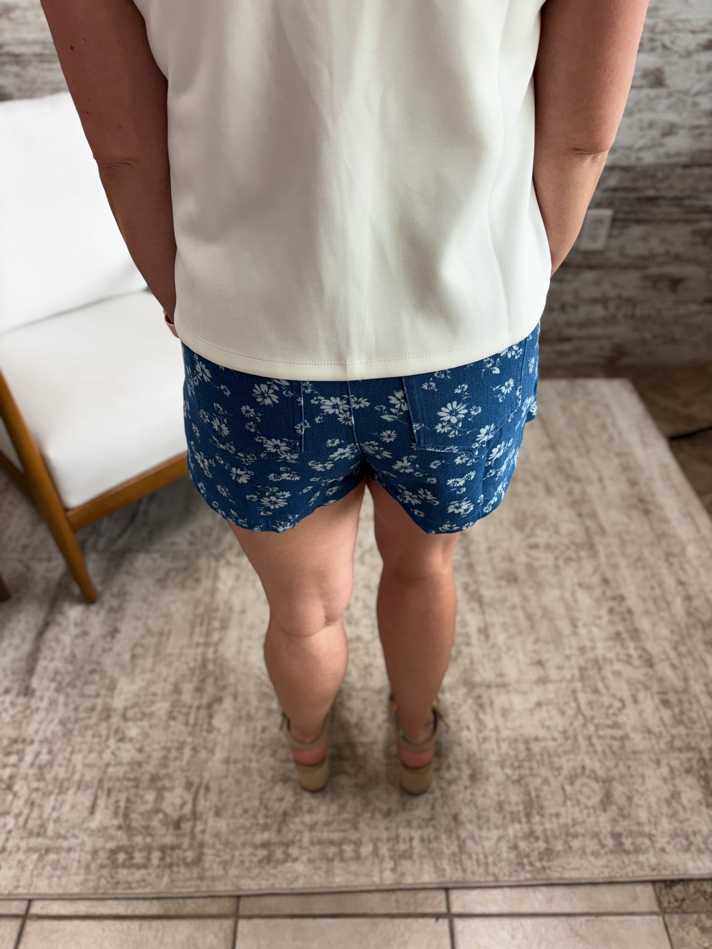Floral Denimi Skort
