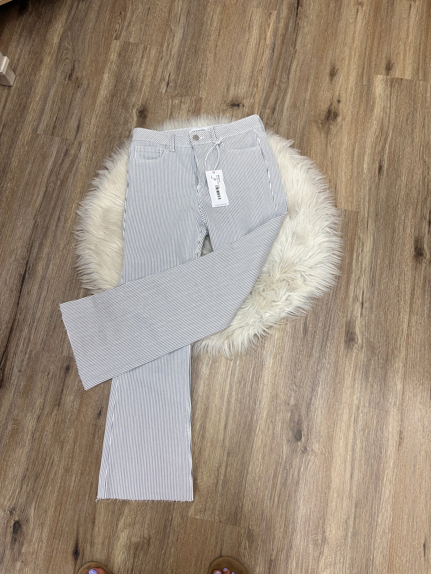 Just USA Blue Pinestripe Crop Flare Jean