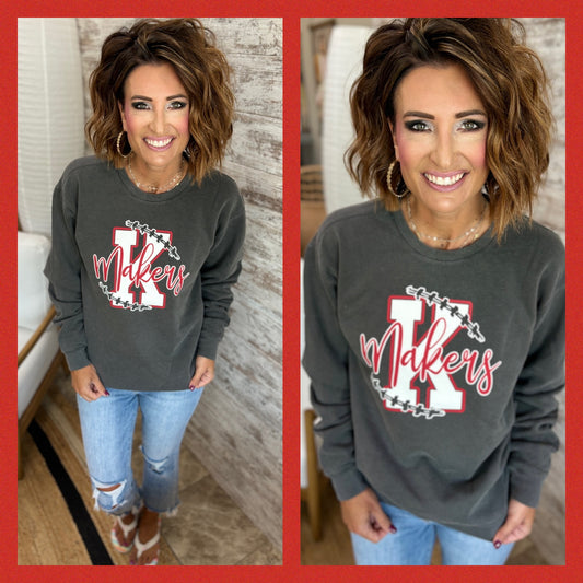 Kimberly Makers Football Smoke  Comfort Color Crew