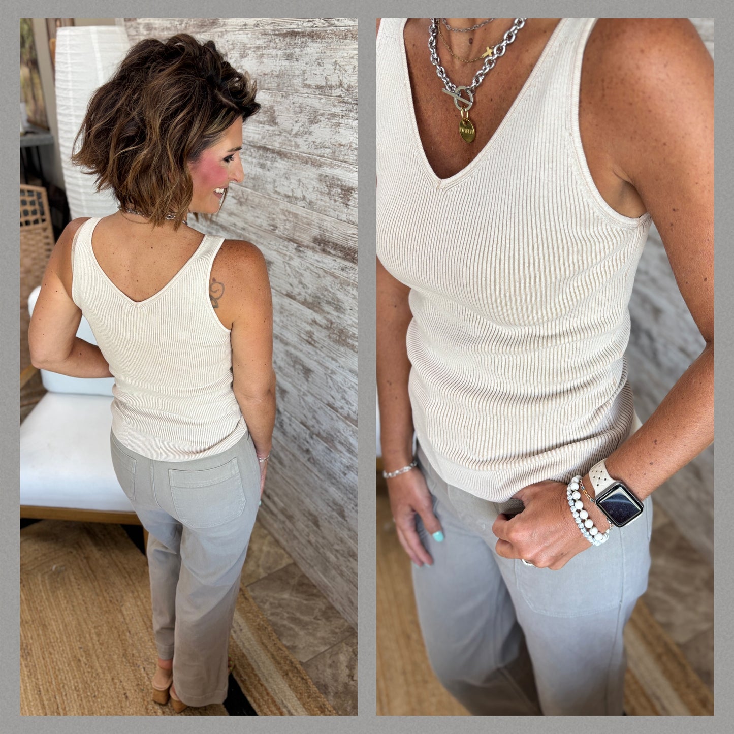 Oatmeal Ribbed Tank