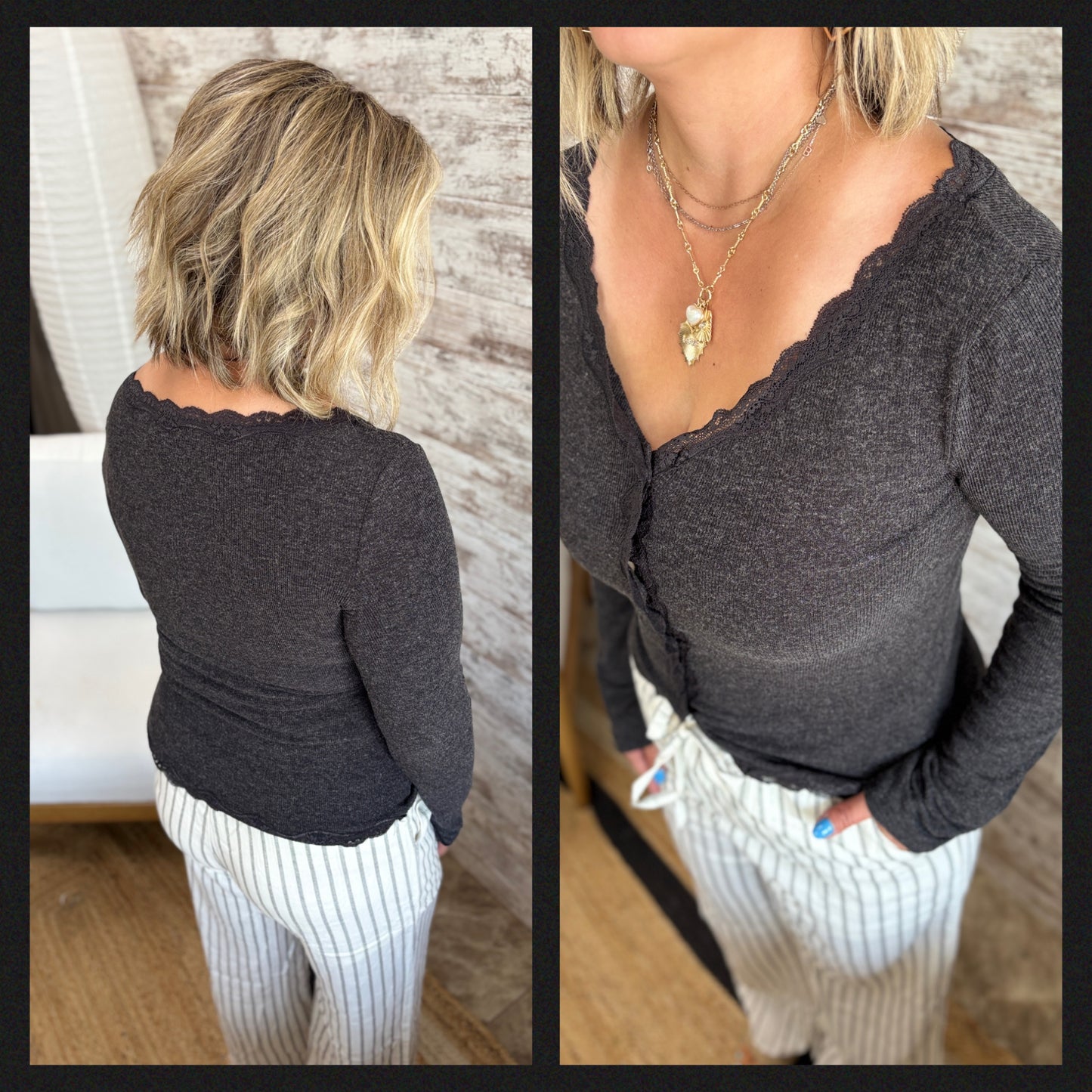 Button Down Cardigan Knit Top ~ 2 Colors