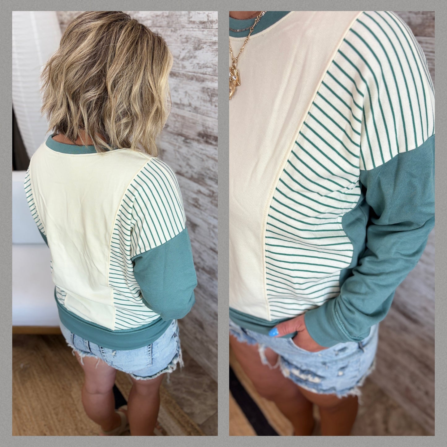 Stripe/Color Block Crew Neck ~ 2 Colors