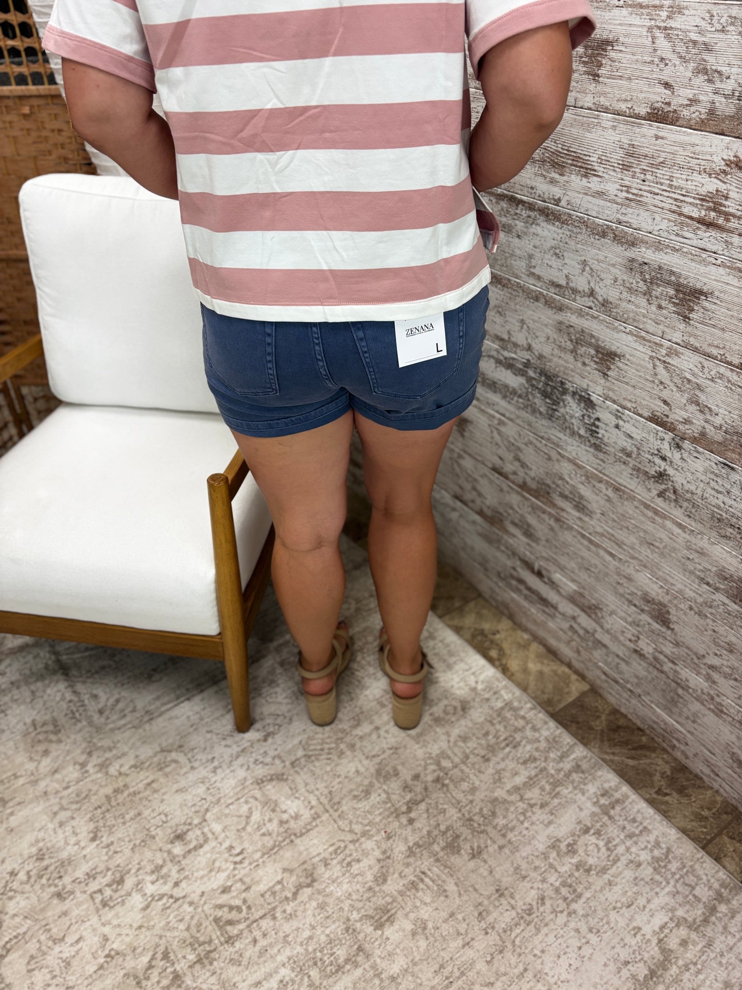Zenana Blackberry Cuffed Shorts