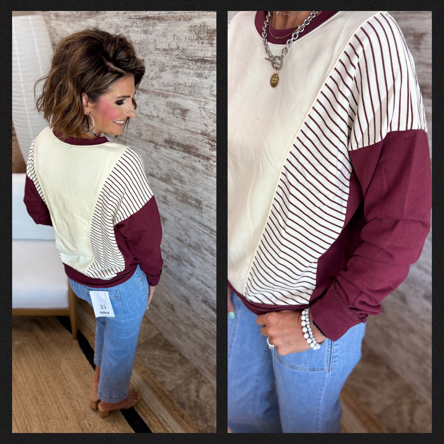 Stripe/Color Block Crew Neck ~ 2 Colors
