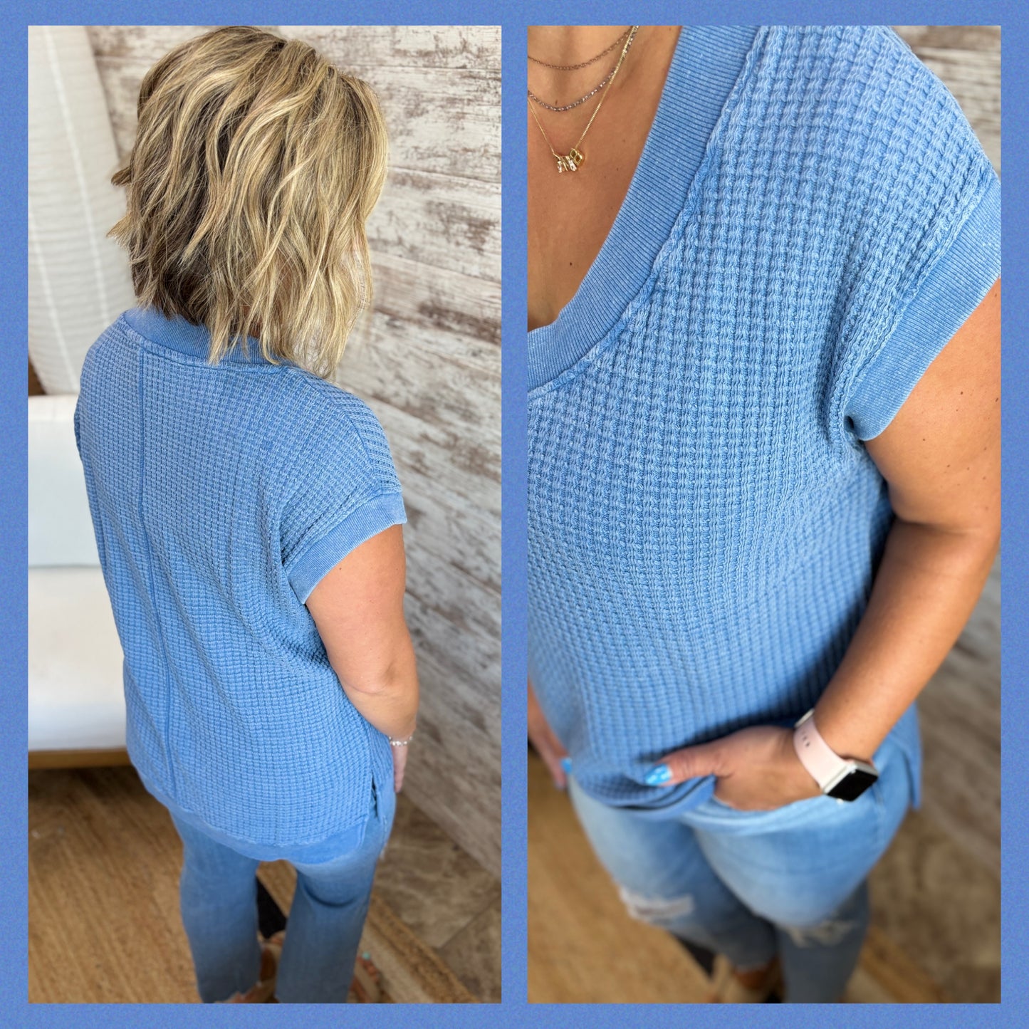 Waffle Knit Washed Tee ~ 2 Colors