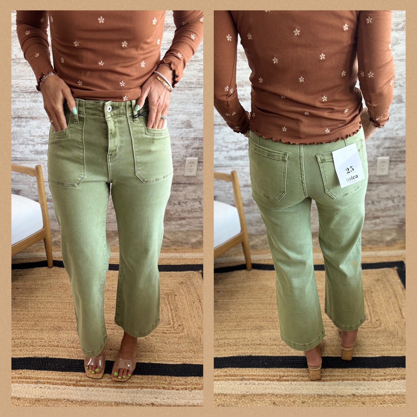 Mica Green Cropped Utility Jean MDP-W3539AG