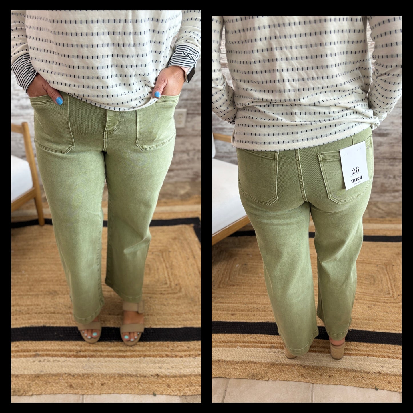 Mica Green Cropped Utility Jean MDP-W3539AG