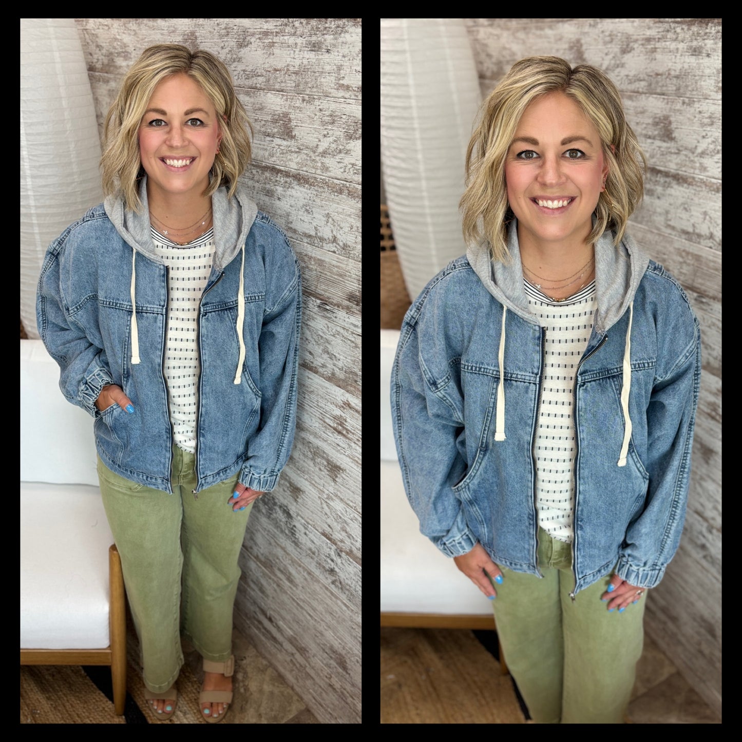 Vervet Hooded Zipper Denim Jacket