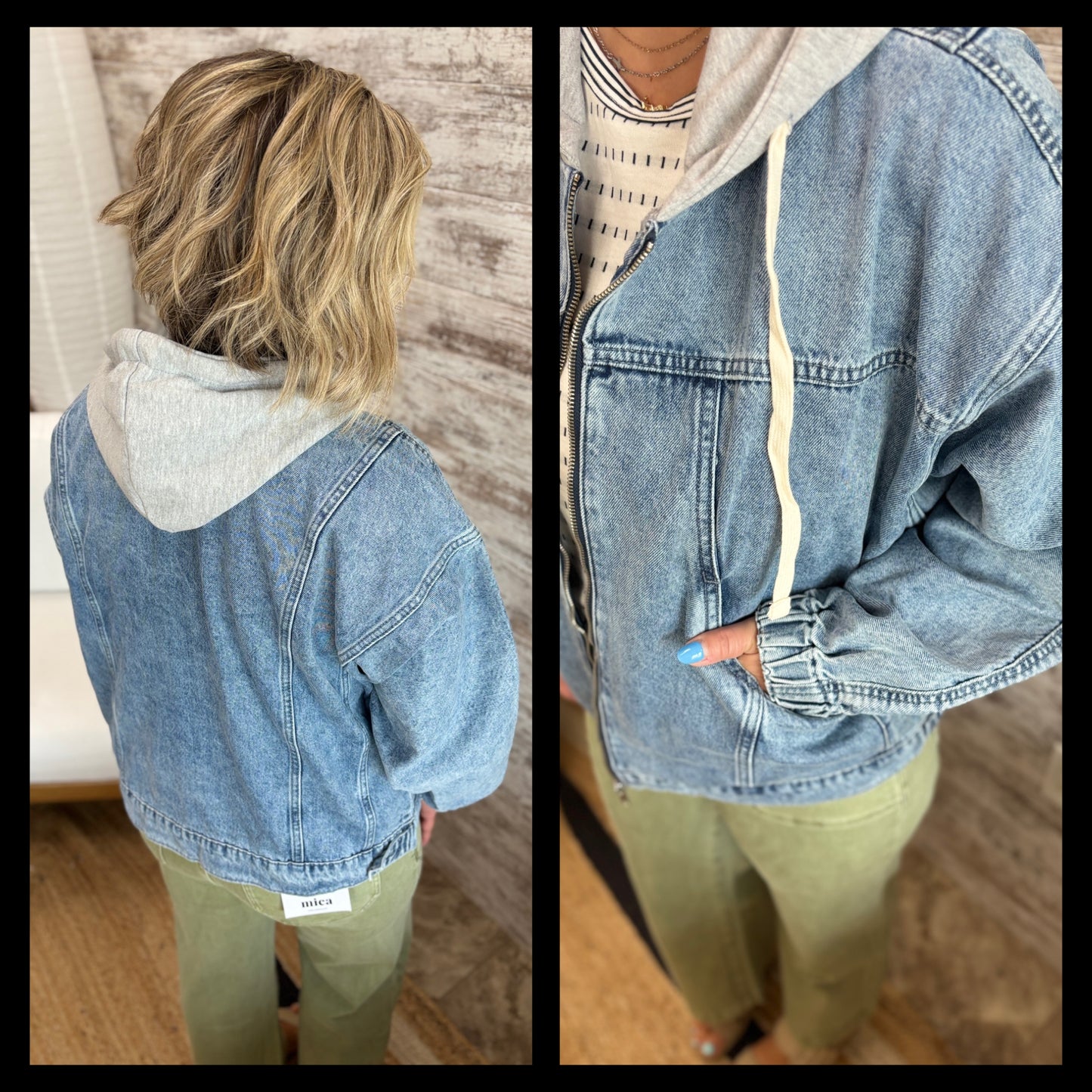 Vervet Hooded Zipper Denim Jacket