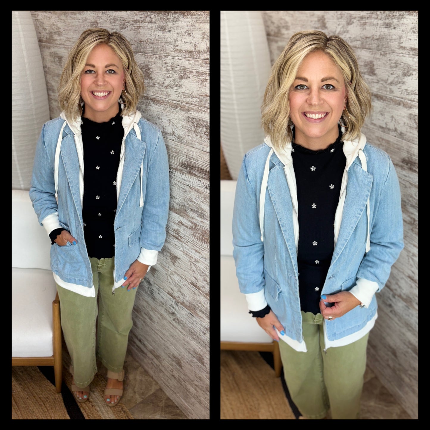 Risen Light Denim Hooded Blazer